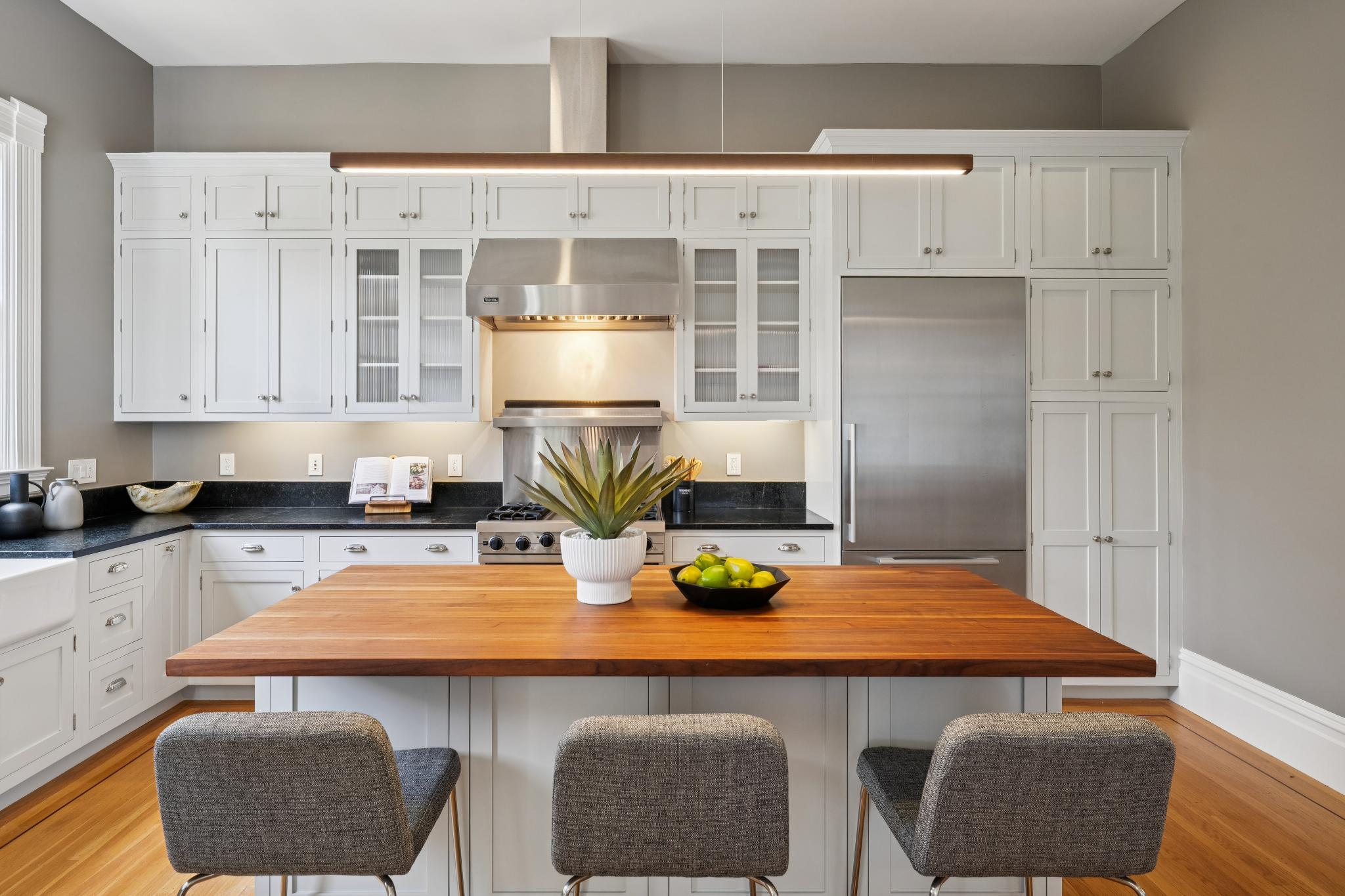 Kitchen with walnut island